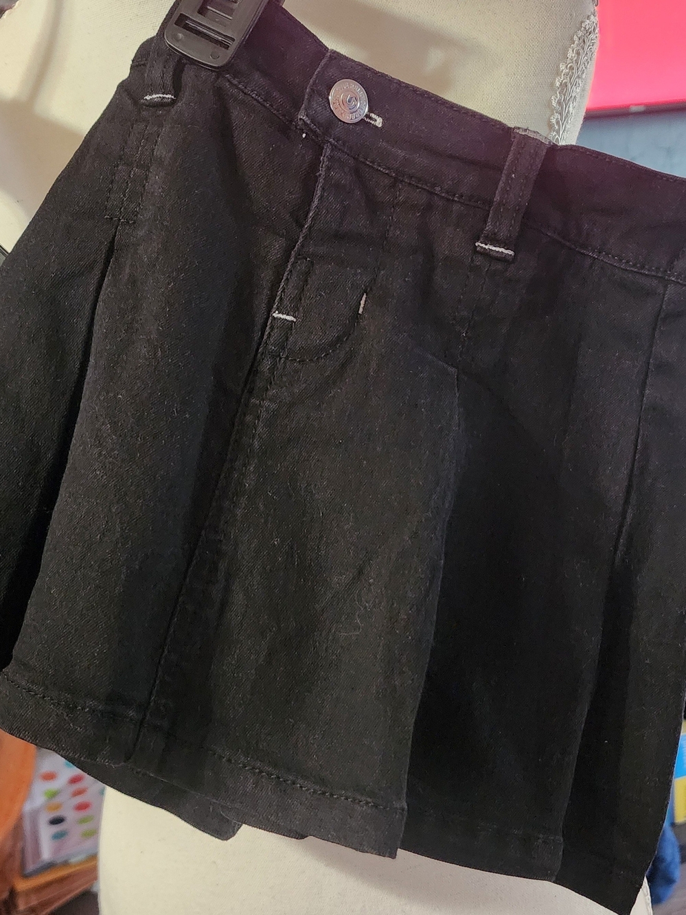 True Religion Girls Black Denim Skater Skort Sz Med 5/6 New W/O Tags